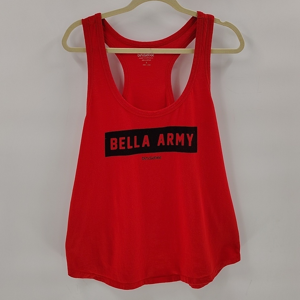 Birdiebee Bella Army Red Tank Top Size Large Racer Back Style Relaxed